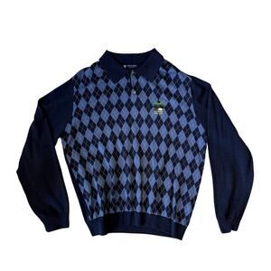 100% Wool U.S. Open 2008 Torrey Pines Argyle Oxford Golf Navy Sweater XL